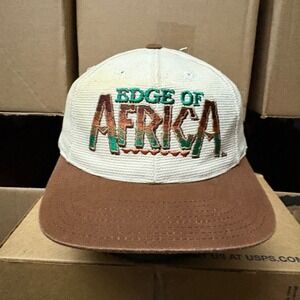 Vintage Busch Gardens Edge of Africa Embroidered Baseball Cap Beige Brown